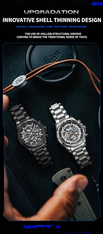 Mark Fairwhale 6960 Automatic Mechanical Watch – Skeleton Design, Waterproof & Luminous