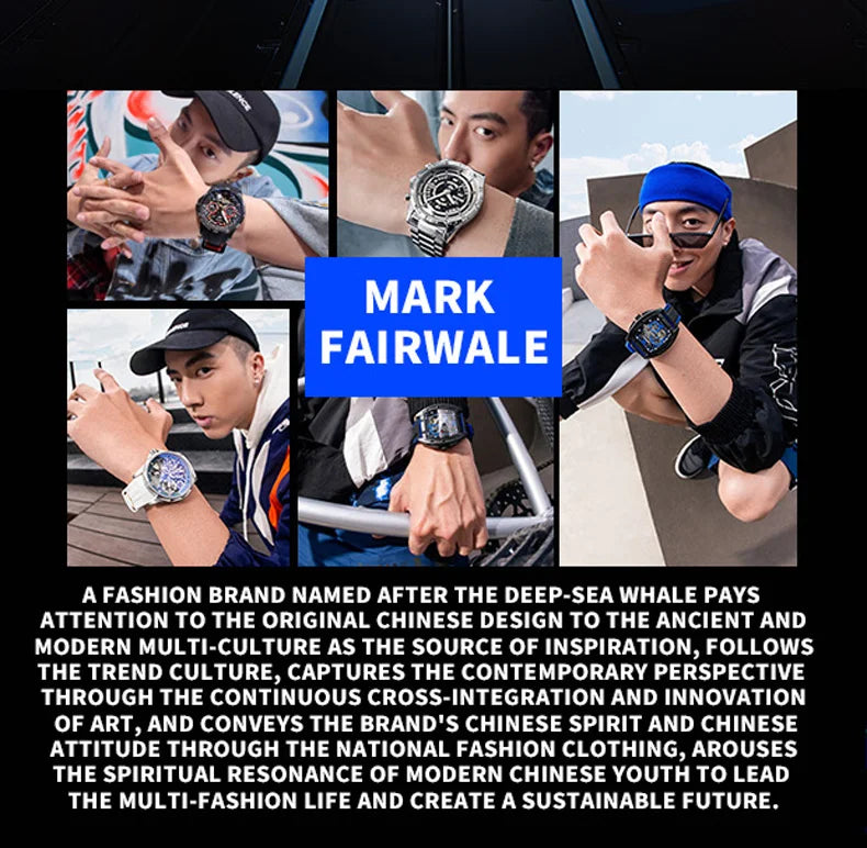 Mark Fairwhale 6960 Automatic Mechanical Watch – Skeleton Design, Waterproof & Luminous