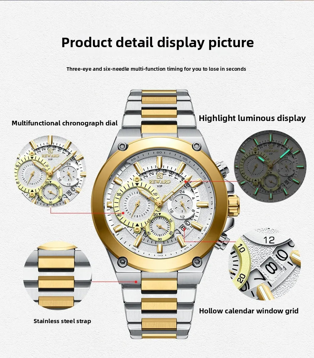 Bold & Refined – REWARD RD812259M Steel Chronograph Watch
