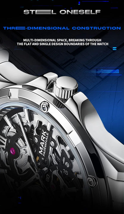 Mark Fairwhale 6960 Automatic Mechanical Watch – Skeleton Design, Waterproof & Luminous