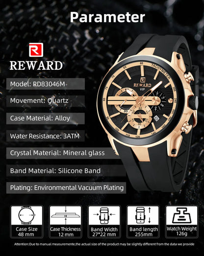 Premium & Trendy Men's Sport Chronograph Watch with Box