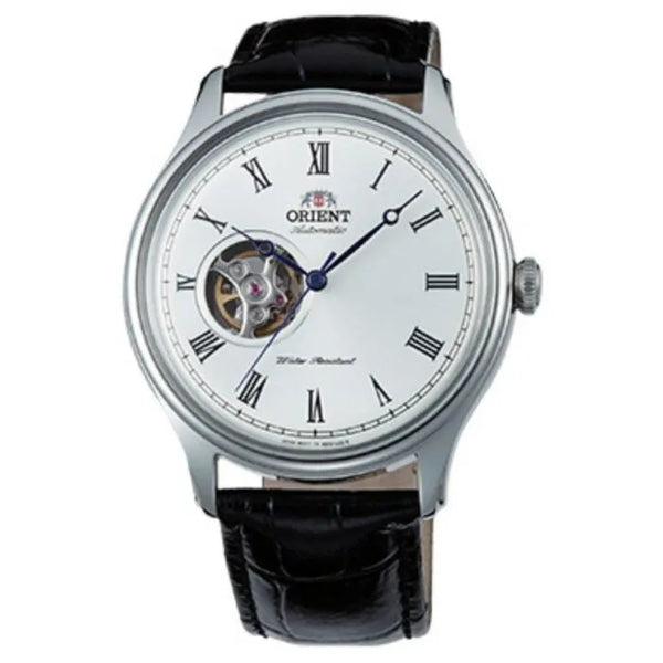 Orient SAG00003W Automatic Semi Skeleton White Dial Leather Strap Men's Watch