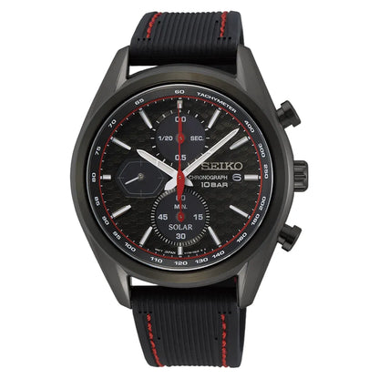 Seiko SSC777P1 Macchina Sportiva Solar Chronograph Black Dial Silicone Strap Men's Watch