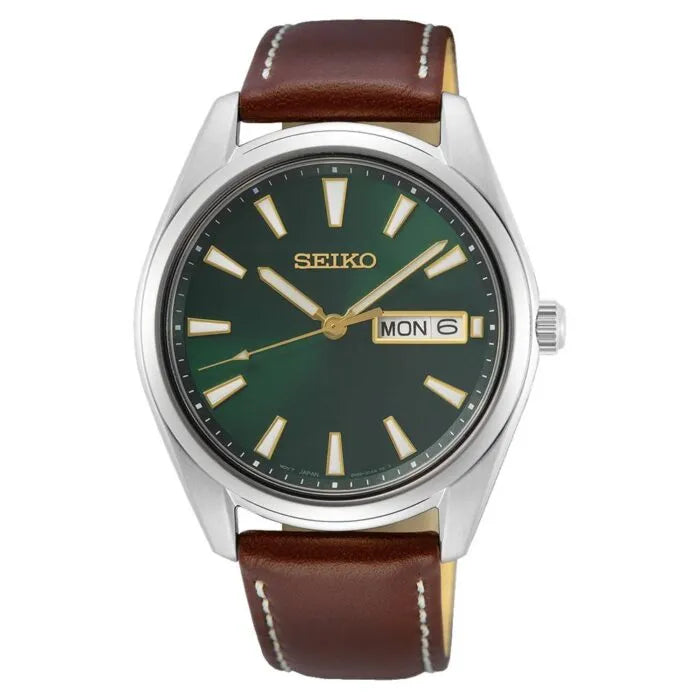 Seiko SUR449P1 Quartz Green Dial Leather Strap Men's Watch