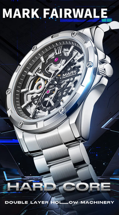 Mark Fairwhale 6960 Automatic Mechanical Watch – Skeleton Design, Waterproof & Luminous