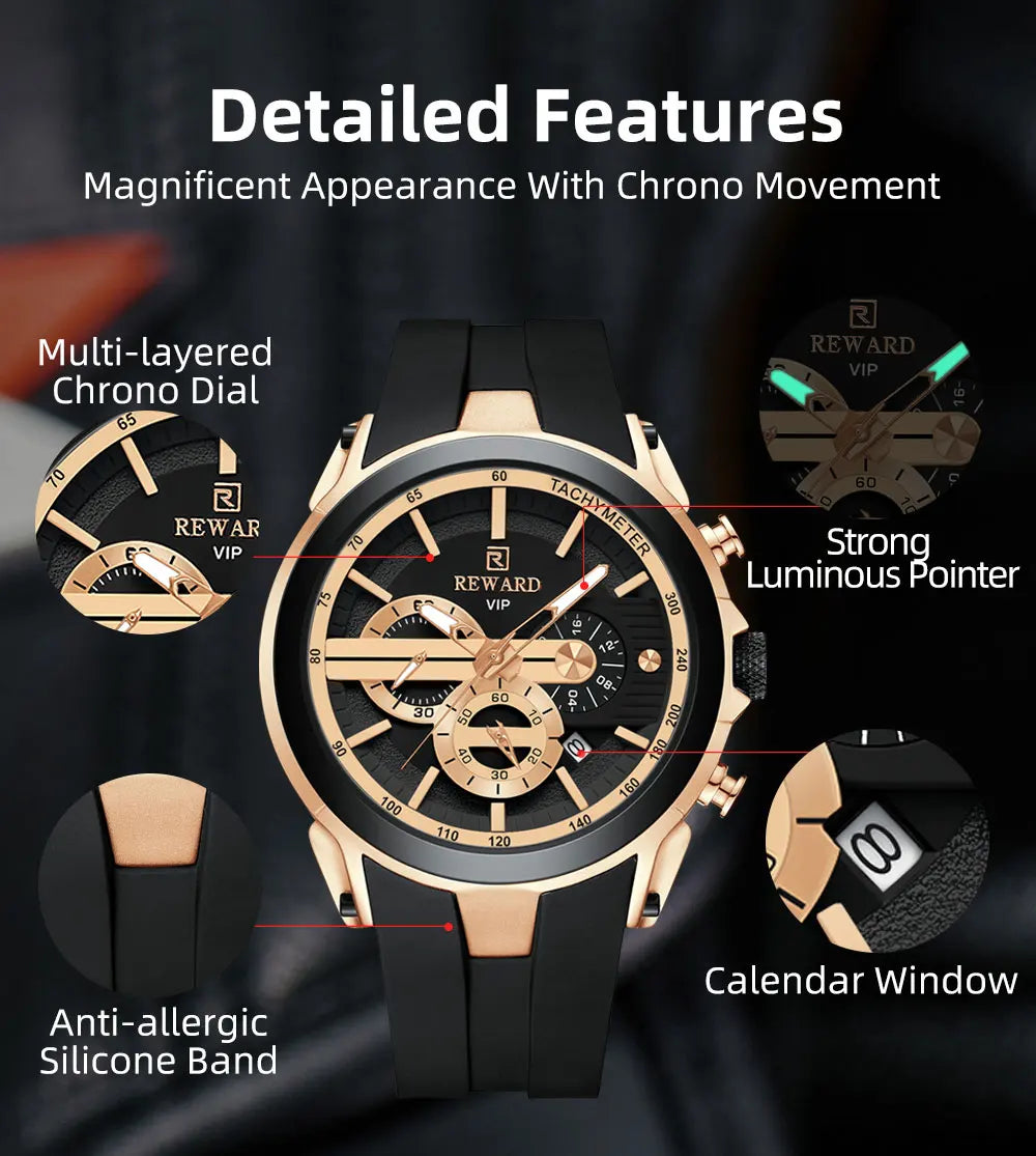 Premium & Trendy Men's Sport Chronograph Watch with Box