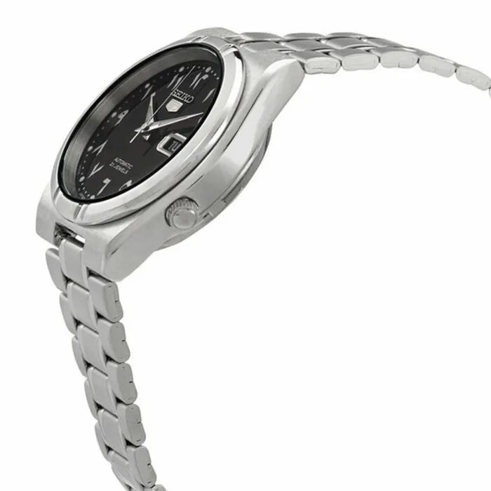 Seiko 5 SNK063J5 21 Jewels Automatic Arabic Black Dial 34mm Stainless Steel Men's Watch detail view