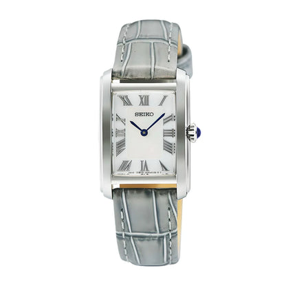Seiko Conceptual SWR099P1 (Seiko Tank) Rectangular Case White Dial 22.2mm Leather Strap Women's Watch