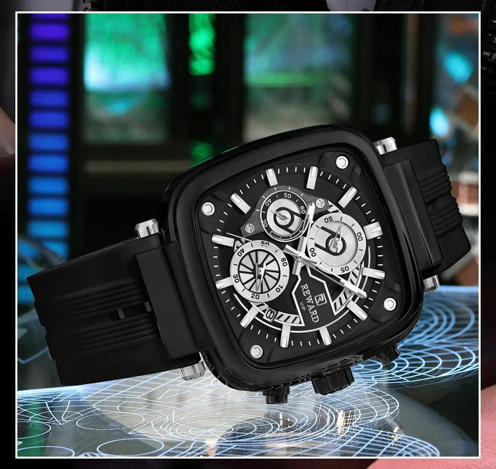 Hot Seller: REWARD RD831509M Square Chronograph Watch – Waterproof & Durable
