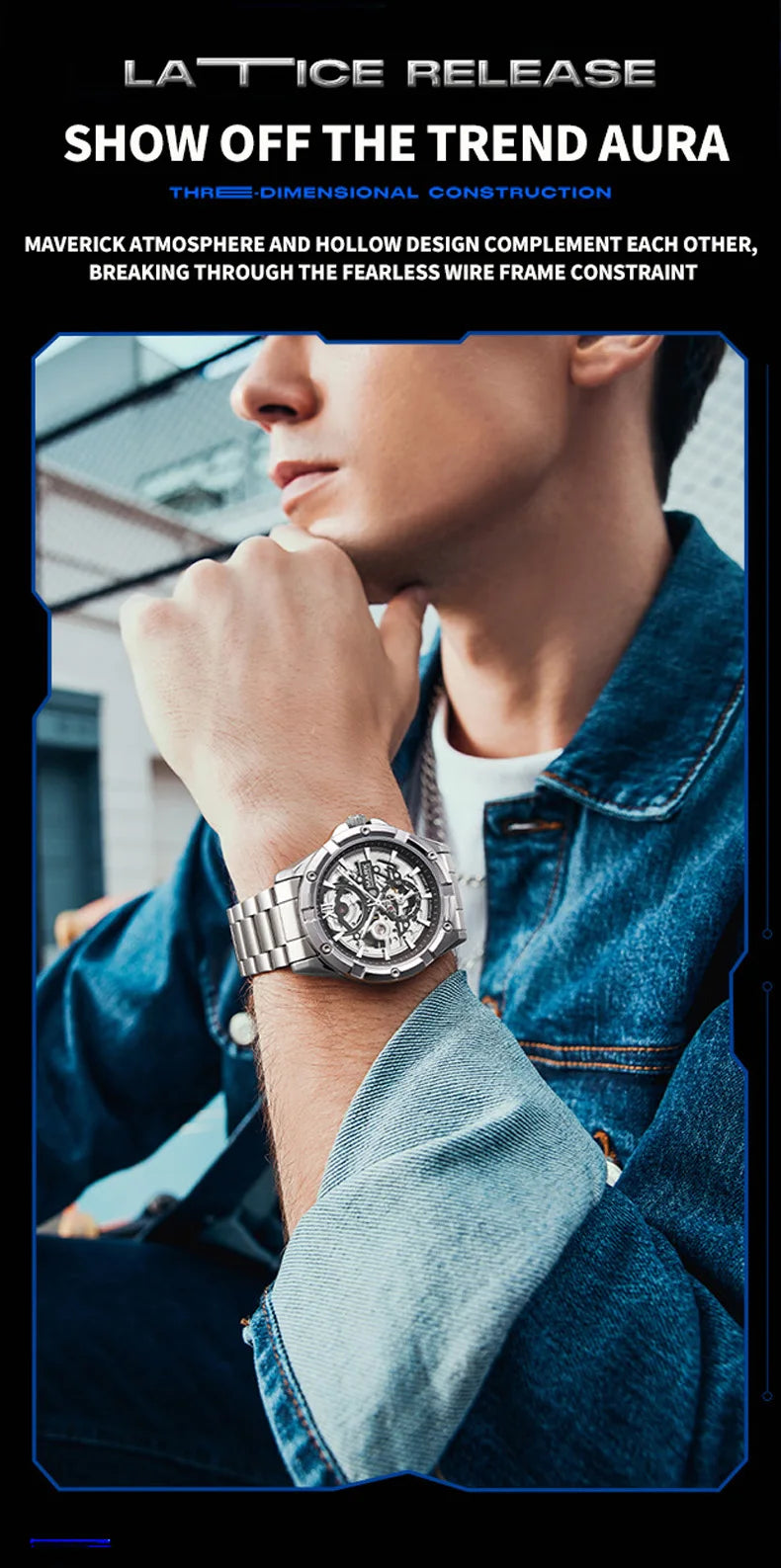 Mark Fairwhale 6960 Automatic Mechanical Watch – Skeleton Design, Waterproof & Luminous