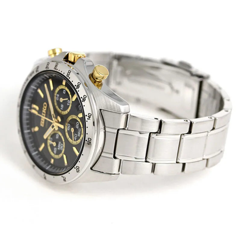 Seiko Spirit SBTR015 Chronograph Black Dial Stainless Steel Men's Watch detail view