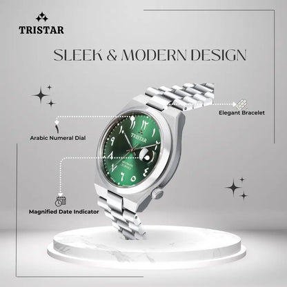 Tristar NJ33GMSSM02 Automatic Green Dial Arabic Dial Stainless Steel Men's Watch