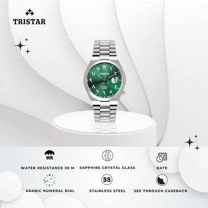 Tristar NJ33GMSSM02 Automatic Green Dial Arabic Dial Stainless Steel Men's Watch