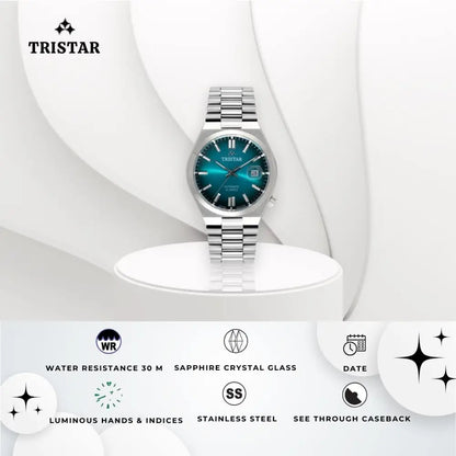 Tristar NJ31IMSSM02 Automatic Gradient Blue Dial Stainless Steel Men's Watch