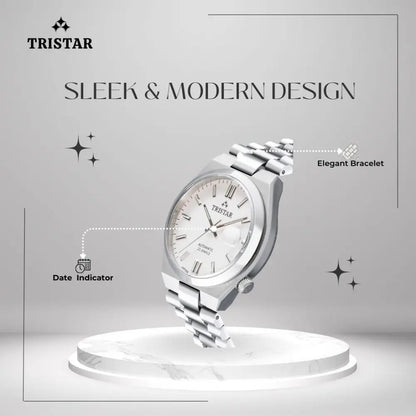 Tristar NJ31WMSSM02 Automatic White Dial Stainless Steel Men's Watch
