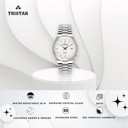Tristar NJ31WMSSM02 Automatic White Dial Stainless Steel Men's Watch