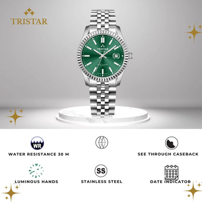 Tristar RD-Series Automatic Green Dial 40mm Stainless Steel Men's Watch - RD31GMSSM02
