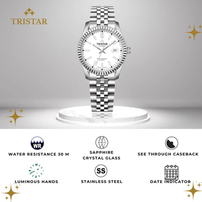 Tristar RD-Series Automatic White Dial 40mm Stainless Steel Men's Watch - RD31WMSSM02