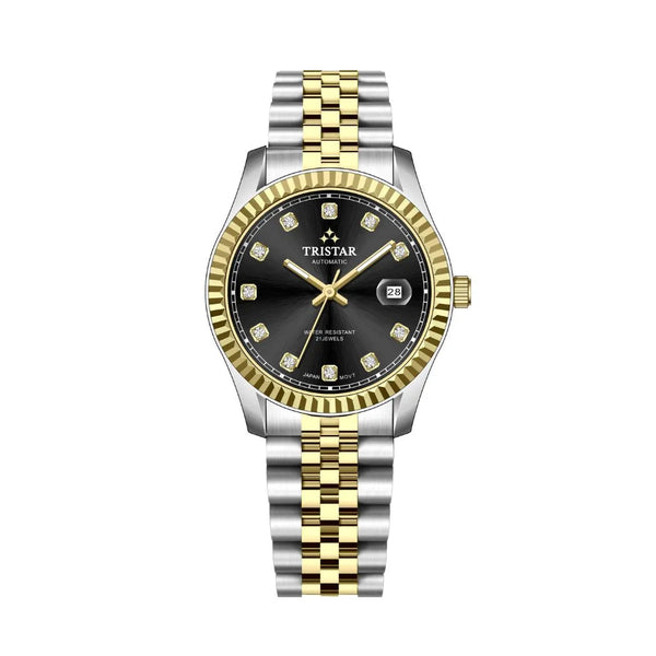 Tristar RD-Series Automatic Black Stone Dial 40mm Stainless Steel Men's Watch - RD41BM2TM02