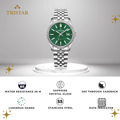 Tristar Automatic Fluted Motif Green Dial 40mm Stainless Steel Men's Watch - RM31GMSSM02
