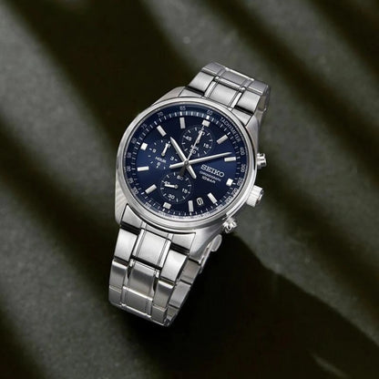Seiko Chronograph SSB377P1 Blue Dial Quartz 41.5mm Stainless Steel Men's Watch