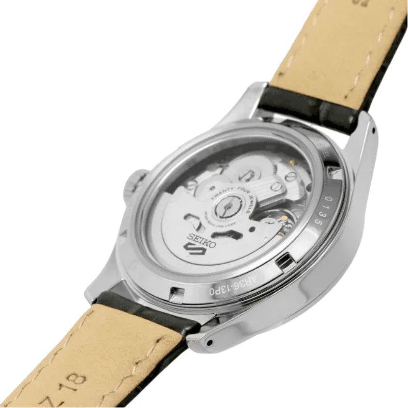Seiko 5 Sports SRPJ87K1 GMT Automatic Creme Dial Leather Strap Men's Watch