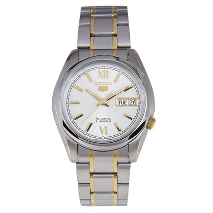 Seiko 5 SNKL57K1 21 Jewels Automatic White Dial Dual-Tone Stainless Steel Men's Watch