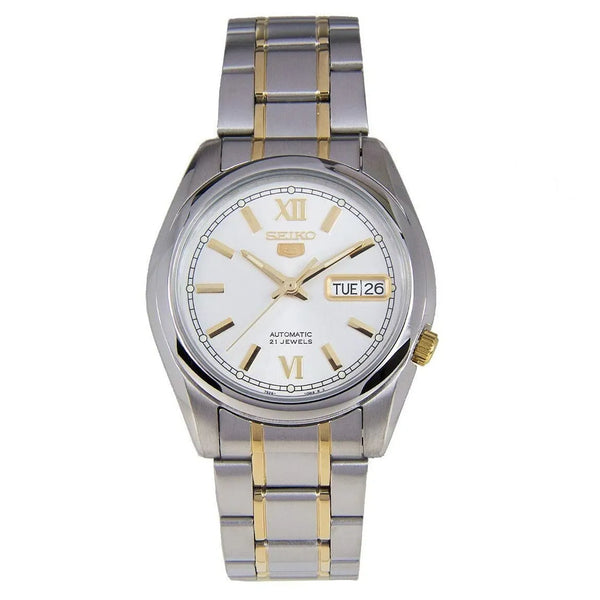 Seiko 5 SNKL57K1 21 Jewels Automatic White Dial Dual-Tone Stainless Steel Men's Watch