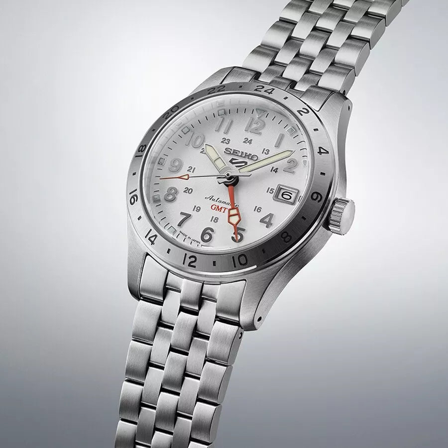 Seiko 5 Sports Field GMT SBSC009 Automatic White Dial 39.4mm Stainless Steel Men's Watch