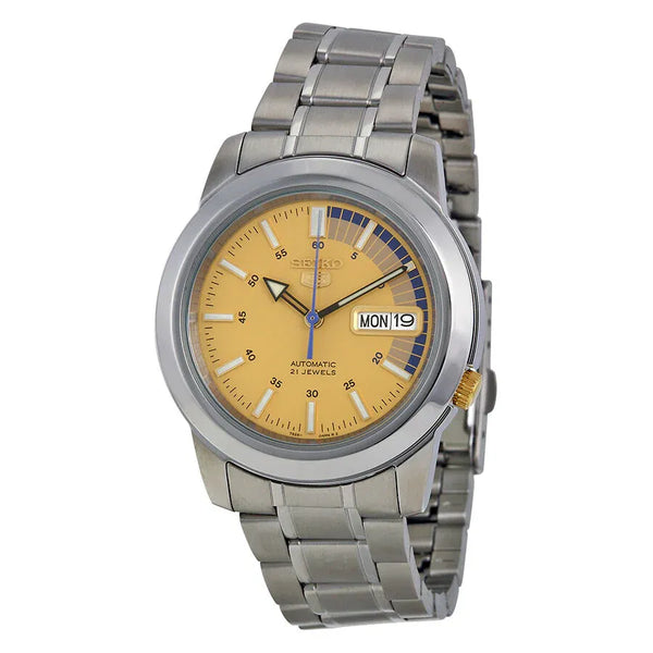 Seiko 5 SNKK29K1 21 Jewels Automatic Gold Dial 38mm Stainless Steel Men's Watch