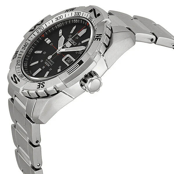 Seiko 5 Sports SNZJ05J1 Automatic Black Dial Stainless Steel Men's Watch detail view
