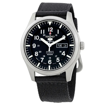 Seiko 5 Sports SNZG15J1 Automatic Field Watch Black Dial 42mm Nylon Strap Men's Watch
