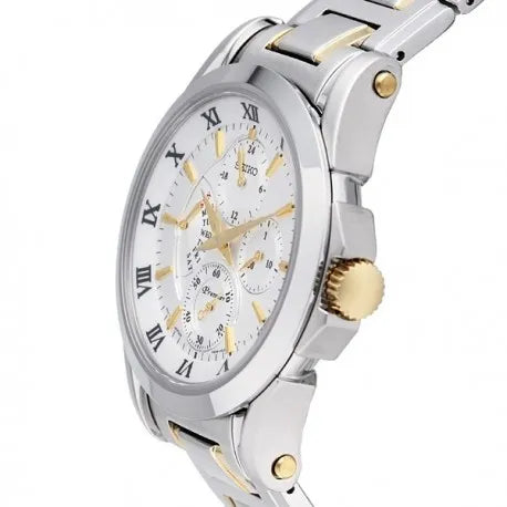 Seiko SRL032 Premier Rare Quartz White Dial Stainless Steel Men's Watch detail view