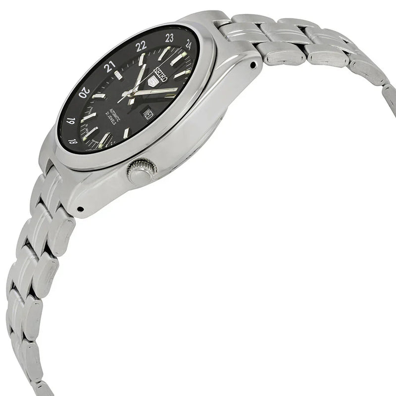 Seiko 5 SNK567J1 21 Jewels Black Dial 36mm Stainless Steel Men's Watch detail view