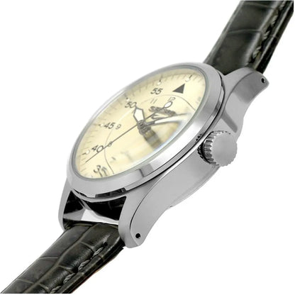 Seiko 5 Sports SRPJ87K1 GMT Automatic Creme Dial Leather Strap Men's Watch