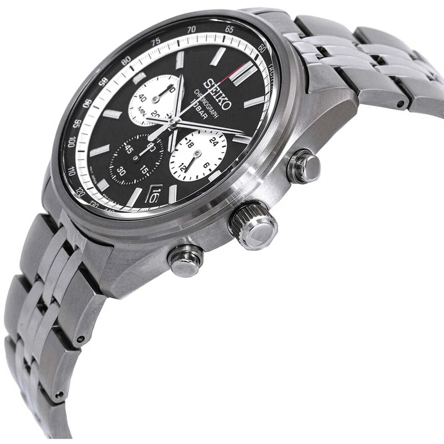 Seiko 5 SSB429P1 Chronograph Black Dial 41.5mm Stainless Steel Men's Watch